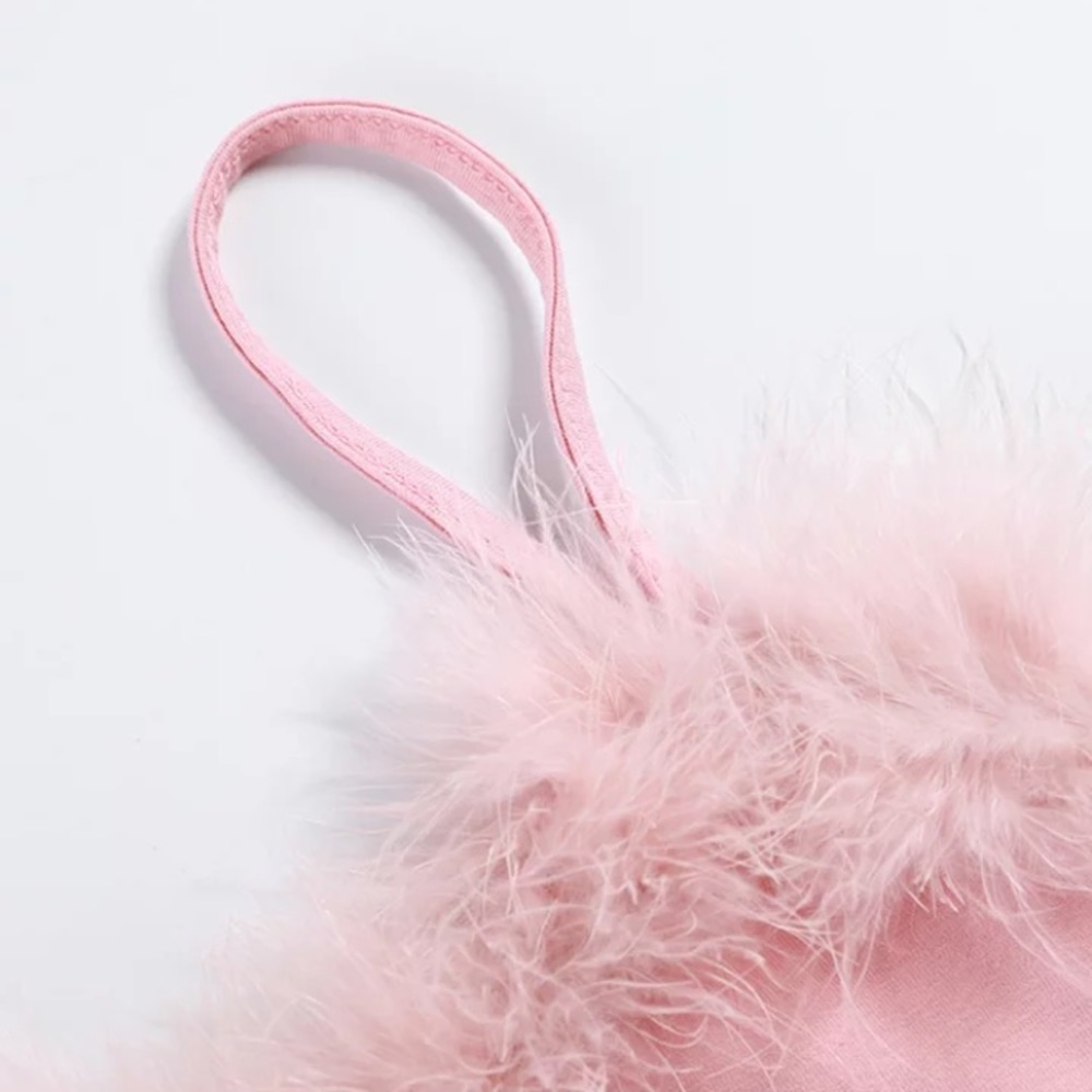 Pink fluffy crop tank cami ballet aesthetic - Picture 6 of 6